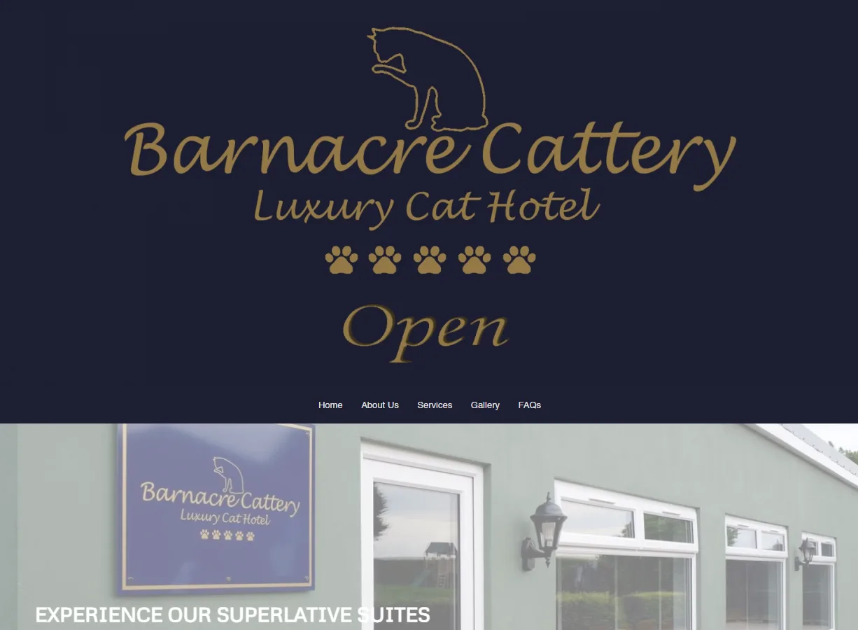 Barnacre Cattery website screenshot built by Web Spinner UK