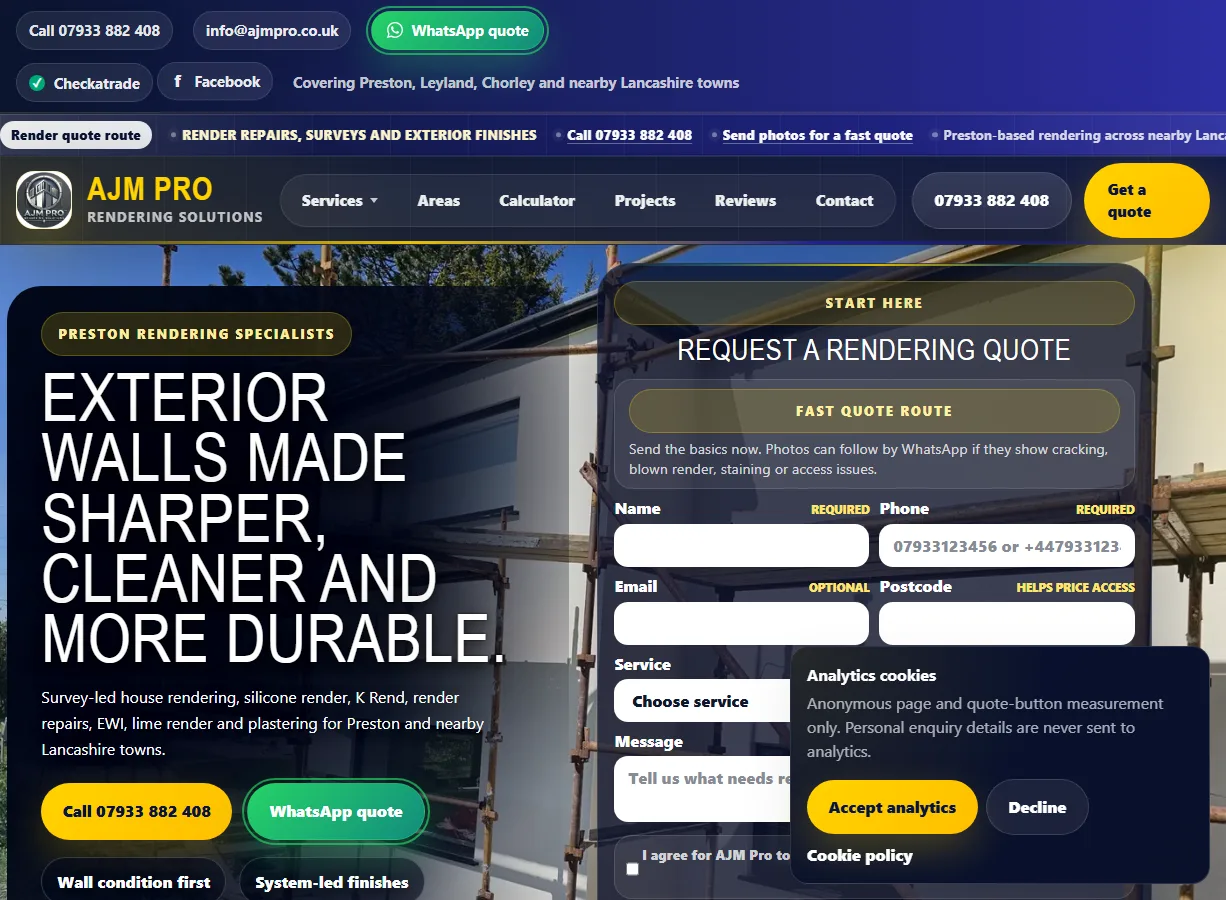 Pro Rendering website screenshot built by Web Spinner UK