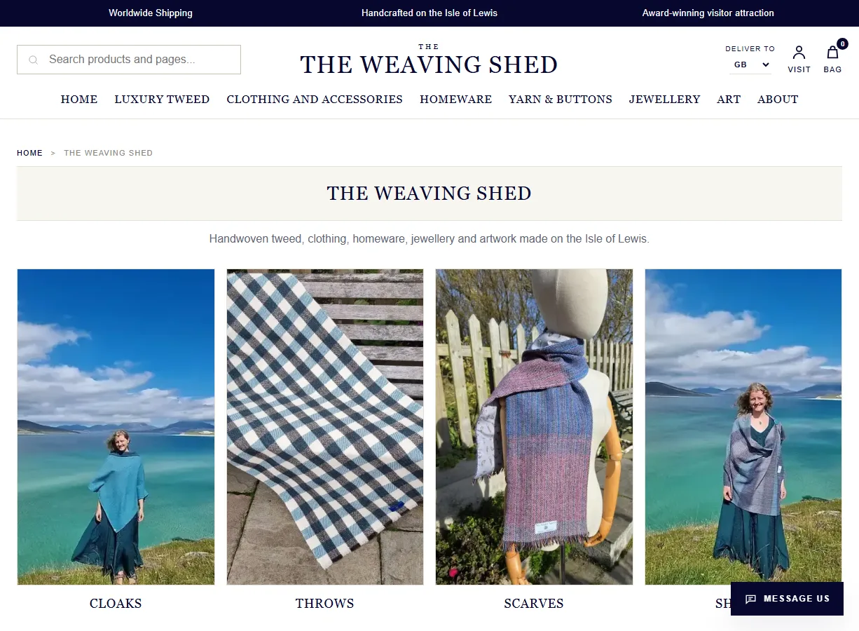 The Weaving Shed website screenshot built by Web Spinner UK