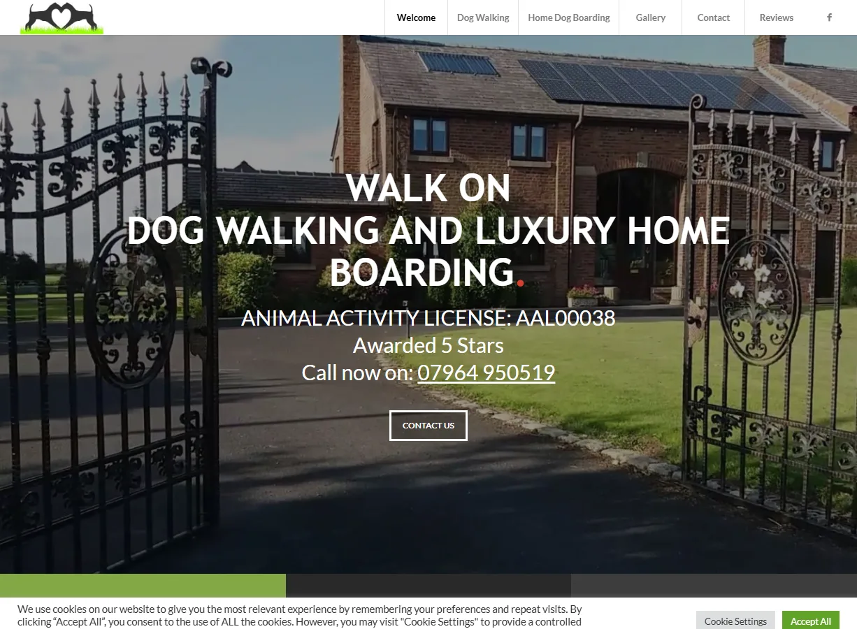 Walk On Pet Services website screenshot built by Web Spinner UK