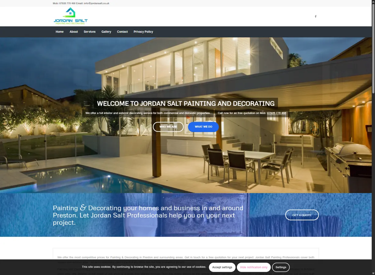 Jordan Salt painting and decorating website screenshot
