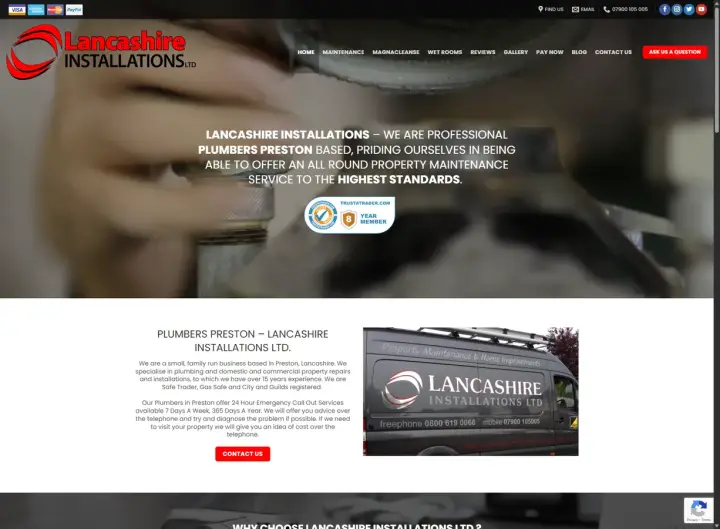 Lancashire Installations Ltd website screenshot built by Web Spinner UK